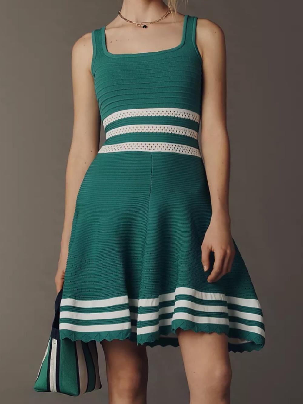 Maeve Sleeveless Square-Neck A-Line Sweater Dress
